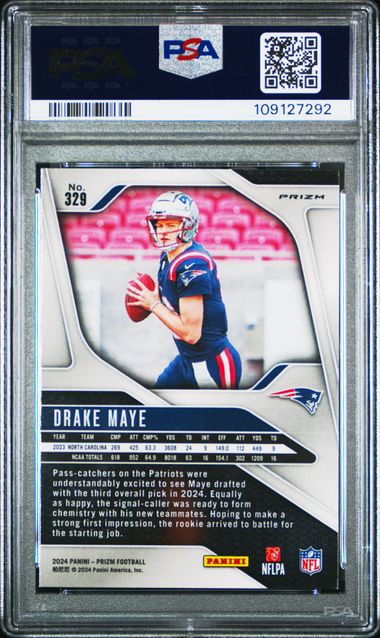 2024 Panini Prizm Drake Maye #329 (Green Prizm) Mint 9 back