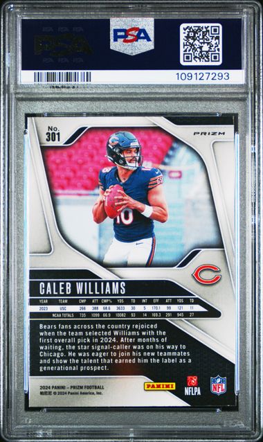 2024 Panini Prizm Caleb Williams #301 (Disco Prizm) Gem Mt 10 back