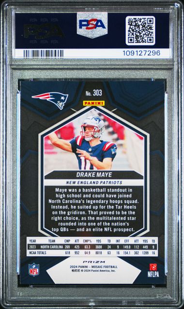 2024 Panini Mosaic Drake Maye #303 (Camo Red) Mint 9 back