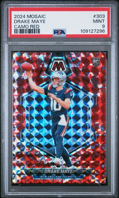 2024 Panini Mosaic Drake Maye #303 (Camo Red) Mint 9 front