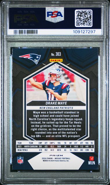 2024 Panini Mosaic Drake Maye #303 (Mosaic) Gem Mt 10 back