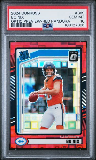 2024 Panini Donruss Bo Nix #369 (Optic Preview-Red Pandora) Gem Mt 10 front