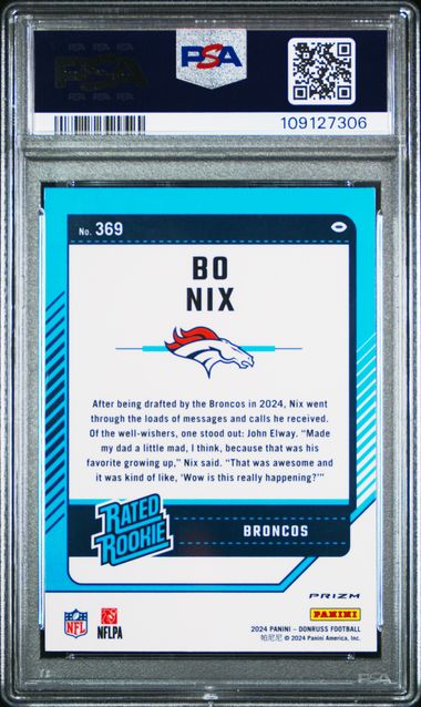 2024 Panini Donruss Bo Nix #369 (Optic Preview-Red Pandora) Gem Mt 10 back