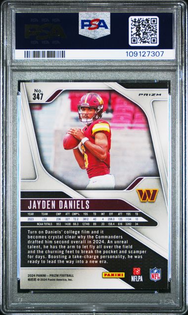 2024 Panini Prizm Jayden Daniels #347 (Disco Prizm) Mint 9 back