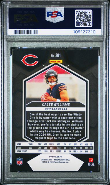 2024 Panini Mosaic Caleb Williams #301 (Green) Mint 9 back