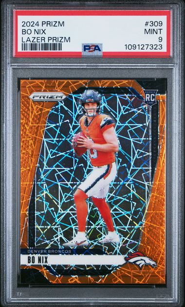 2024 Panini Prizm Bo Nix #309 (Lazer Prizm) Mint 9 front