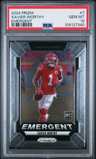 2024 Panini Prizm Emergent Xavier Worthy #7 Gem Mt 10 front