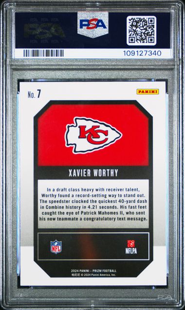 2024 Panini Prizm Emergent Xavier Worthy #7 Gem Mt 10 back