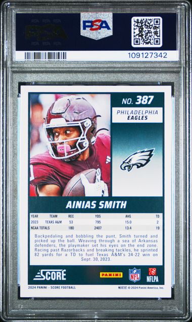 2024 Panini Score Ainias Smith #387 (Dots Red) Gem Mt 10 back