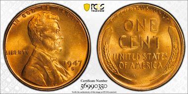 1947-S 1C MS66+ RD