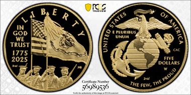 2025-W $5 USMC - 250th Anniversary PR70DCAM
