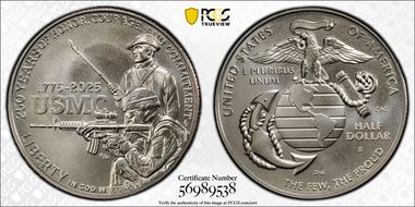 2025-S 50C USMC - 250th Anniversary MS70