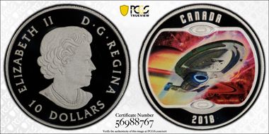2018 $10 U.S.S. Voyager NCC-74656 Colorized PR69DCAM