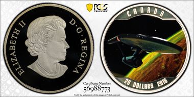 2016 $20 USS Enterprise NCC-1701 Colorized PR69DCAM