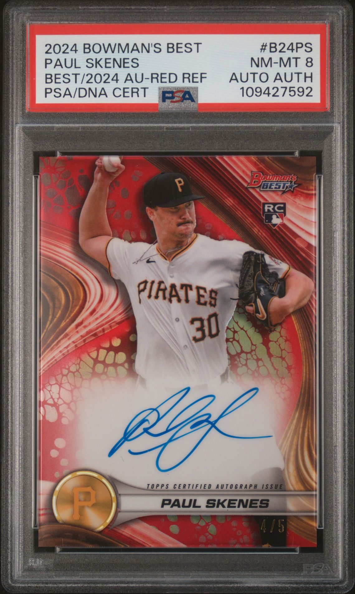2024 Bowman BOWMAN'S BEST BEST OF 2024 AUTOGRAPHS Red Refractor #B24PS Paul Skenes front