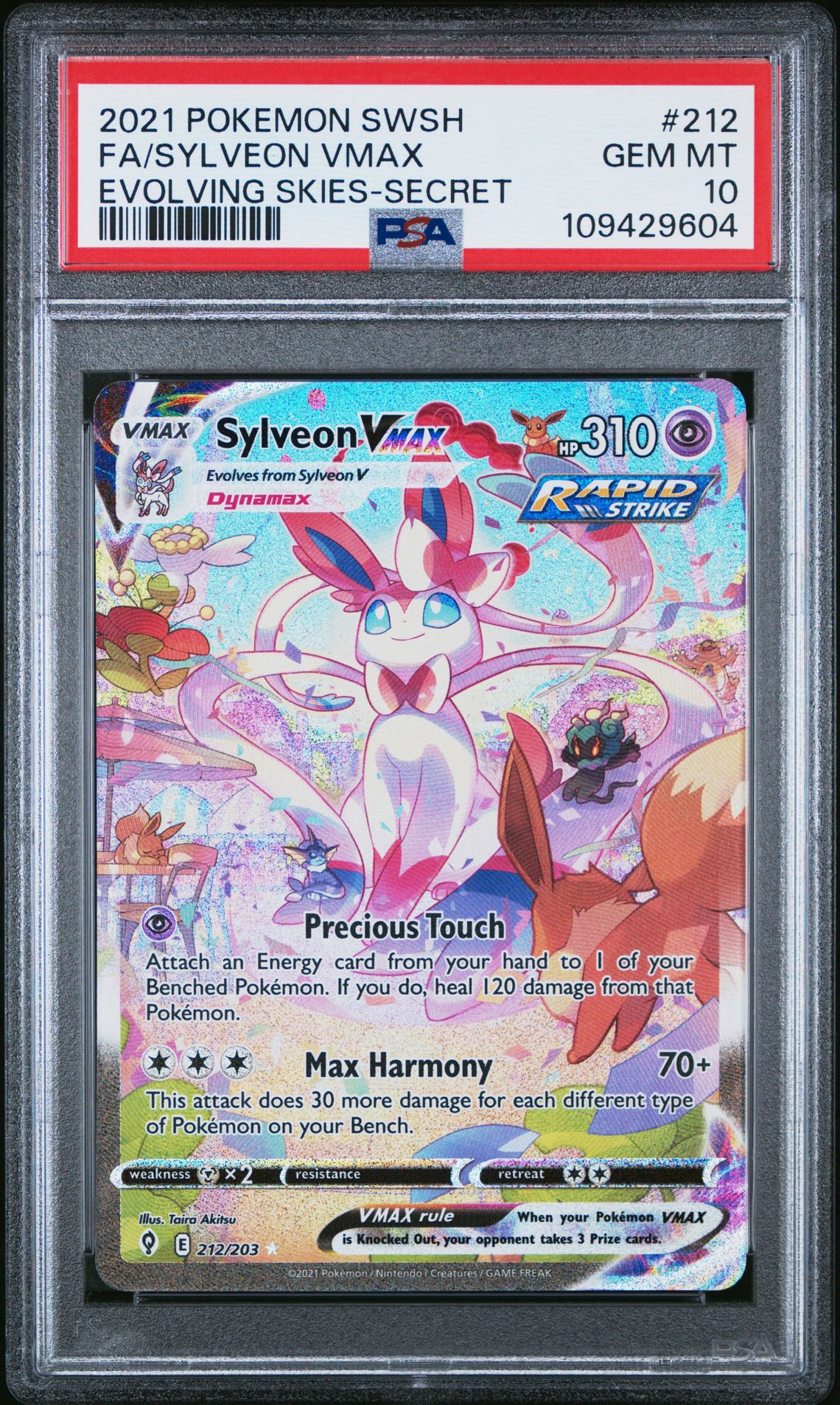2021 Pokemon POKEMON SWORD & SHIELD EVOLVING SKIES SECRET #212 Fa/Sylveon Vmax front