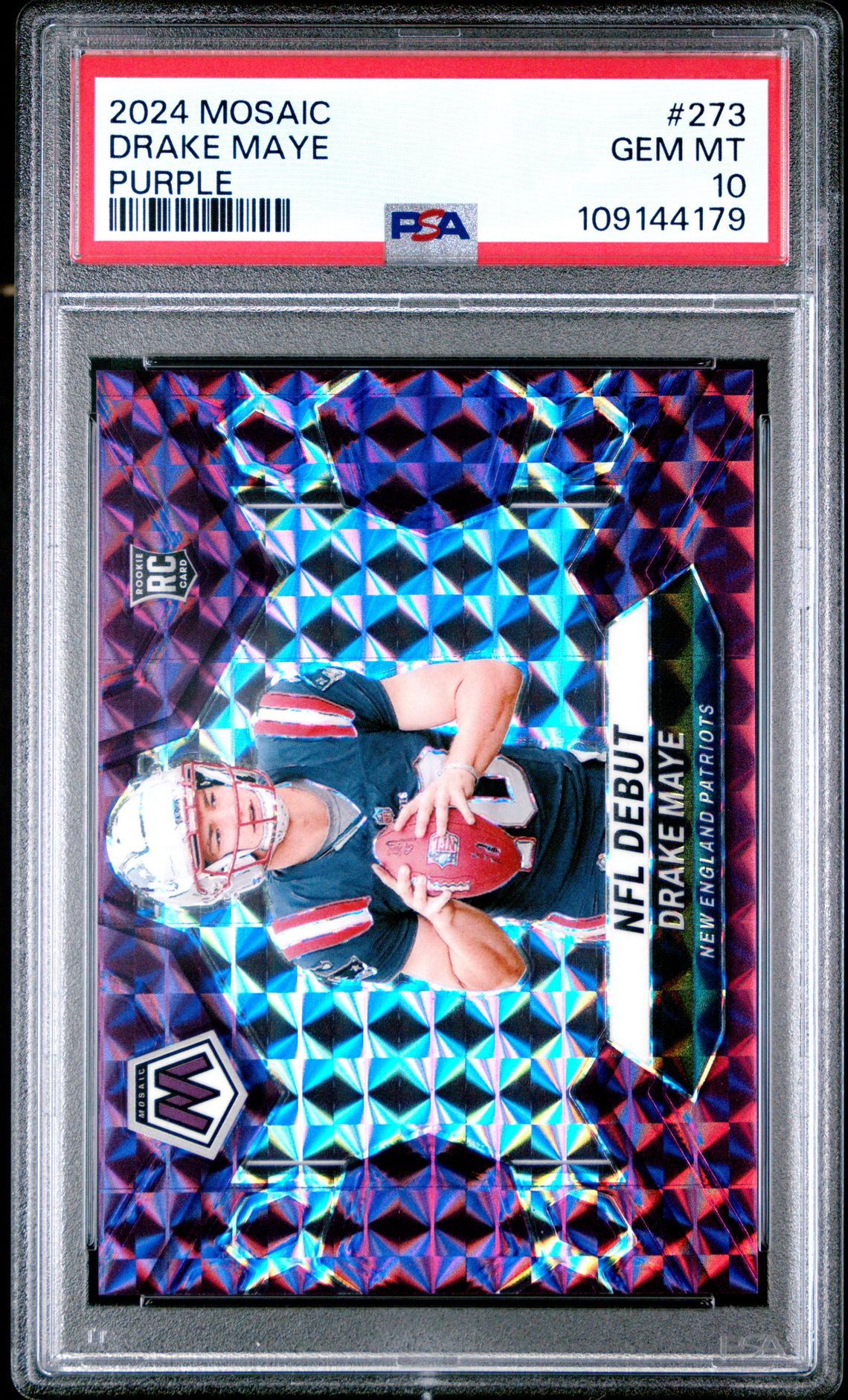 2024 Panini Mosaic Drake Maye #273 (Purple) Gem Mt 10 front