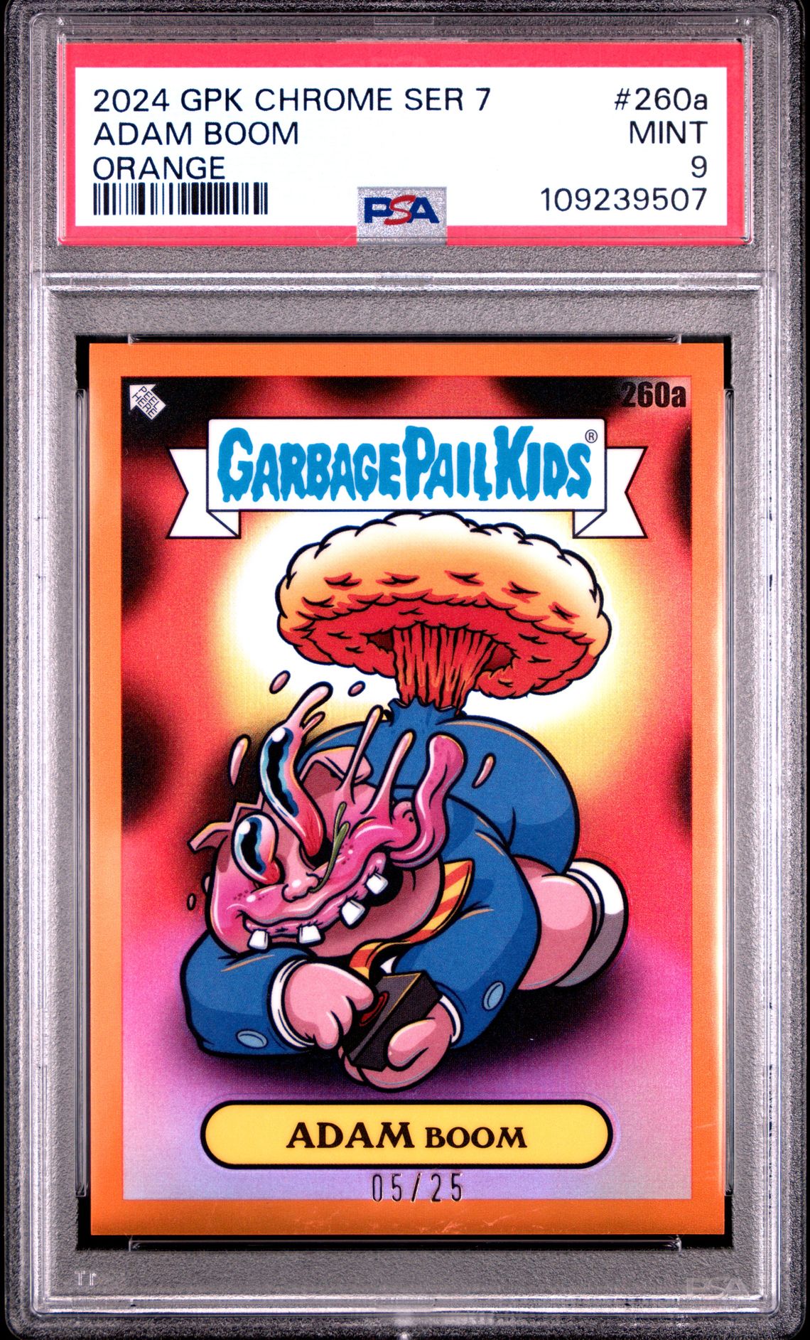 2024 Topps TOPPS CHROME GARBAGE PAIL KIDS ORIGINAL SERIES 7 Orange #260A Adam Boom front