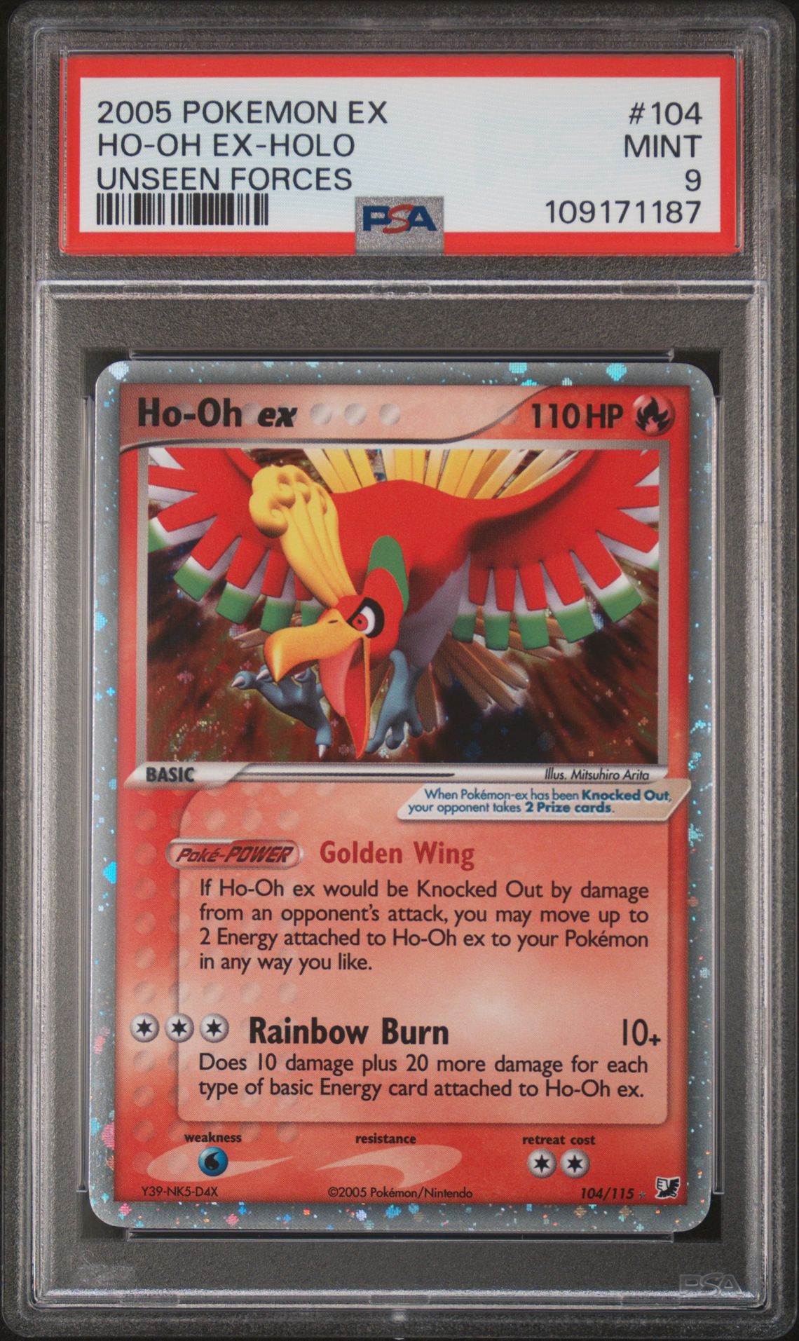 2005 Pokemon EX Unseen Forces #104 Ho-Oh EX-Holo front