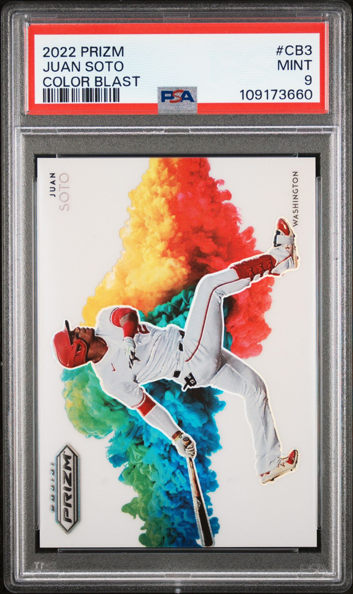 2022 Panini Prizm Color Blast Juan Soto #Cb3 (Color Blast) Mint 9 front