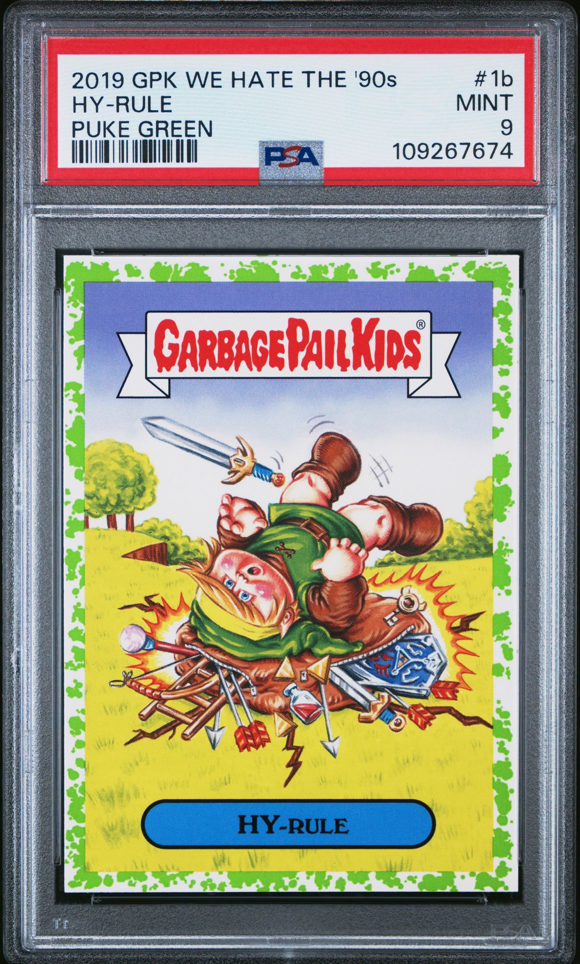 2019 Topps GARBAGE PAIL KIDS WE HATE THE '90S Green #1B Hy-Rule front