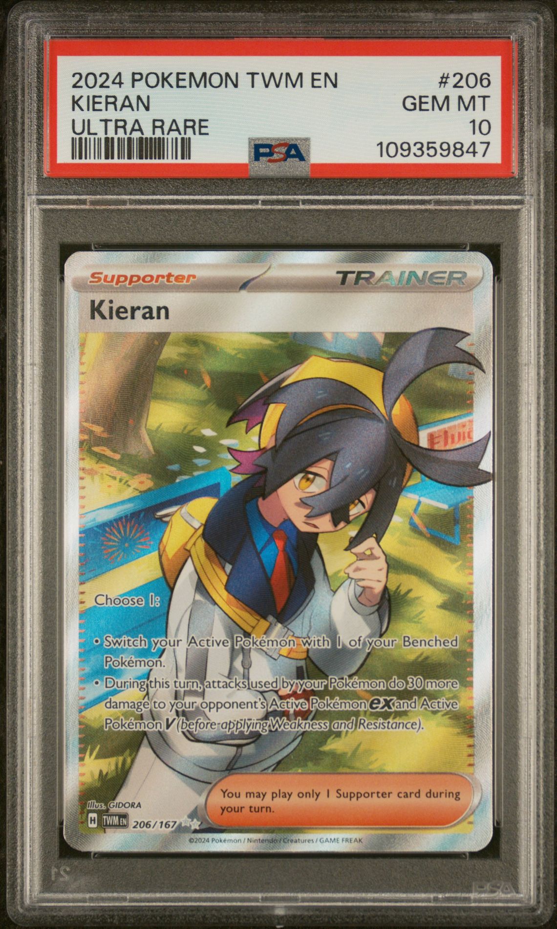 2024 Pokemon POKEMON TWM EN-TWILIGHT MASQUERADE ULTRA RARE #206 Kieran front