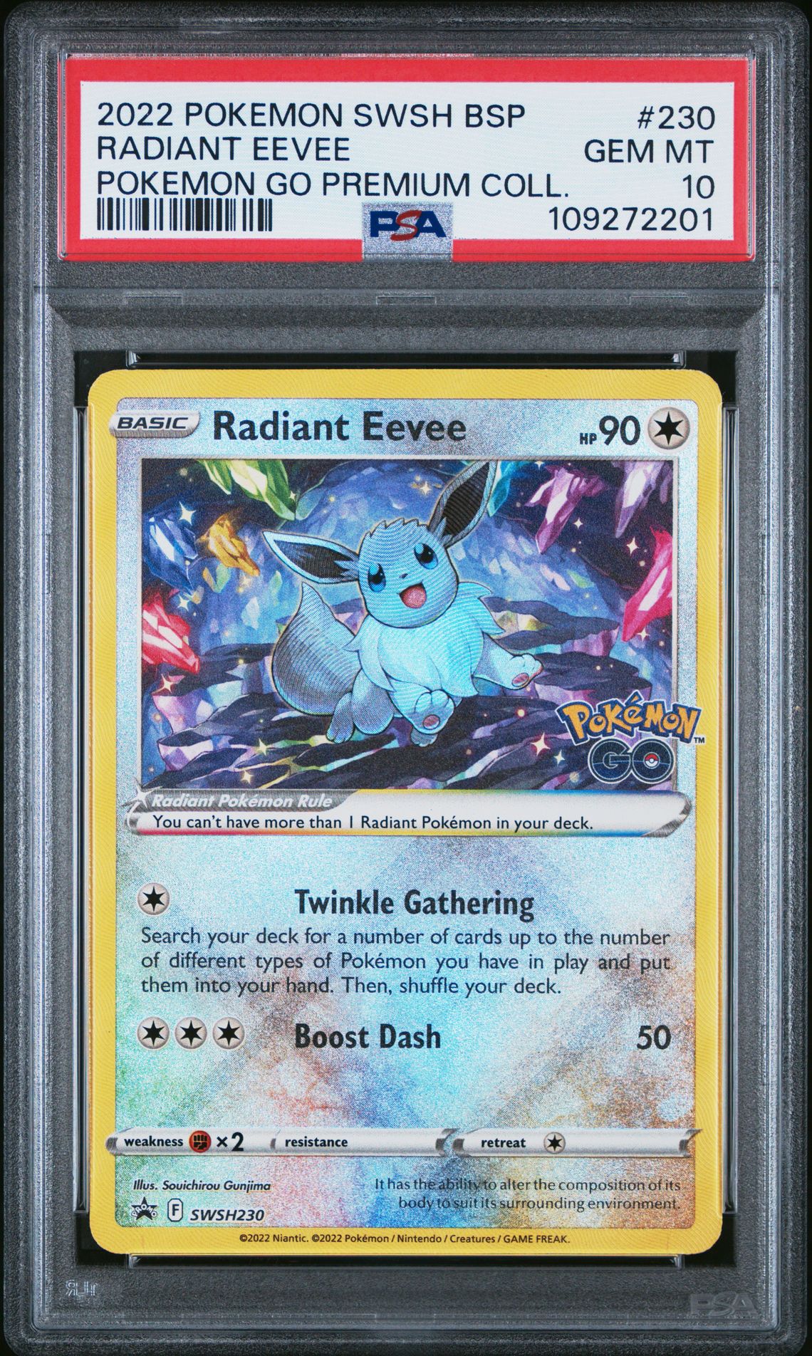 2022 Pokemon POKEMON SWSH BLACK STAR PROMO POKEMON GO PREMIUM COLL. #230 Radiant Eevee front