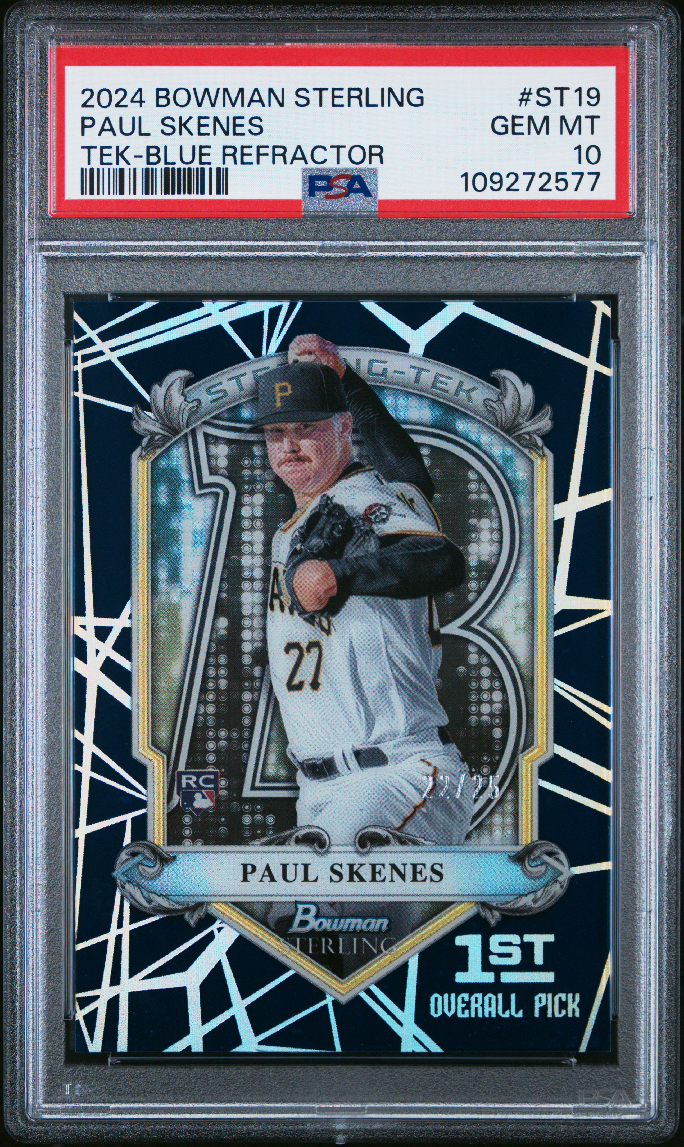 2024 Bowman Sterling Sterling Tek Paul Skenes Blue Refractor #ST19 PSA 10
