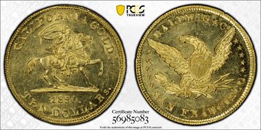 1850 $10 Baldwin & Co. MS63