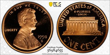 1998-S 1C Close AM, FS-901 PR69DCAM