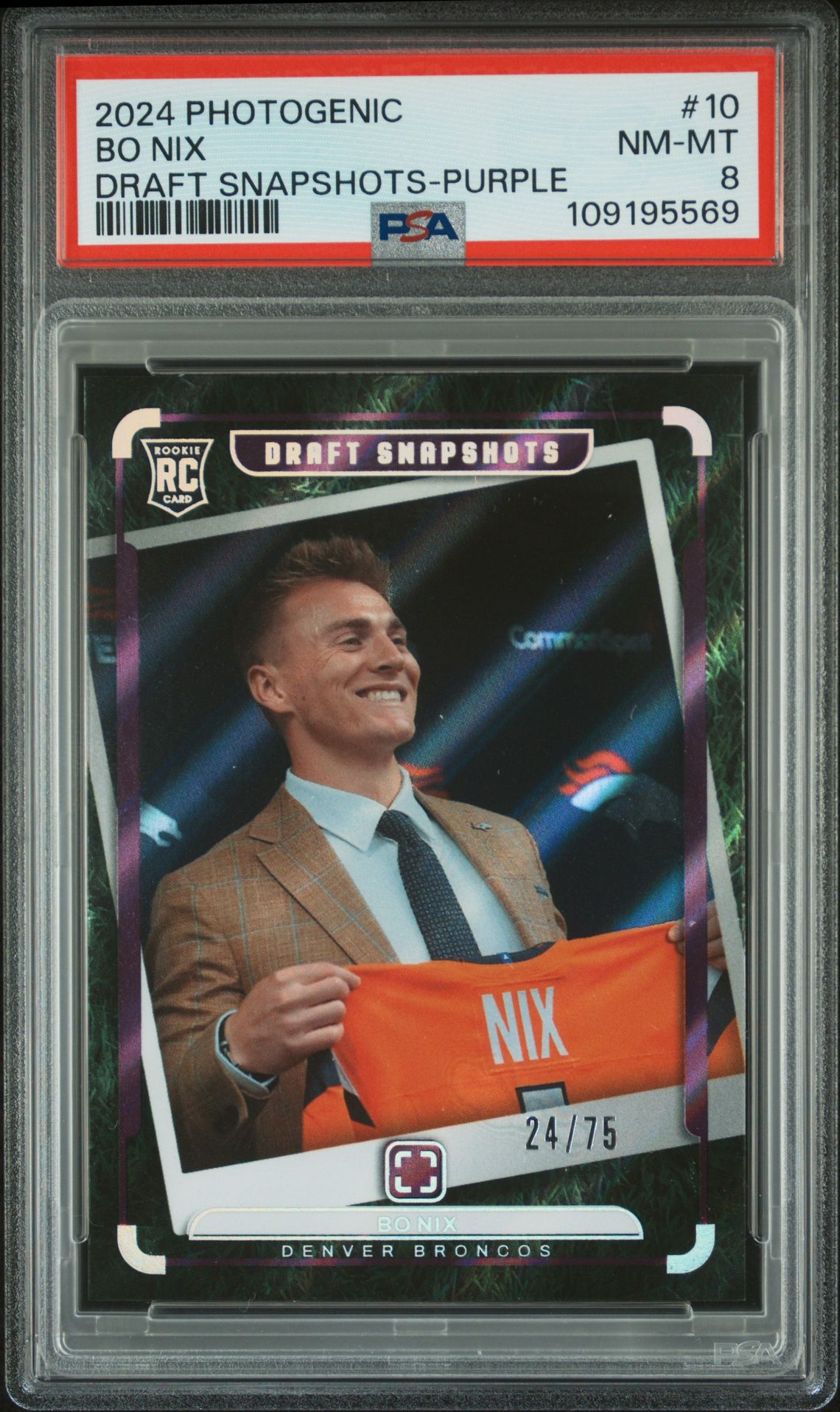 2024 Panini PANINI PHOTOGENIC DRAFT SNAPSHOTS PURPLE #10 Bo Nix front