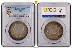 1871-SD M 5 Pta (1871) VF35