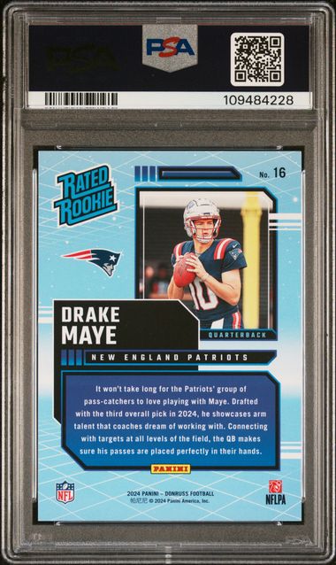 2024 Panini Donruss Rated Rookies Retro Drake Maye #16 Gem Mt 10 back