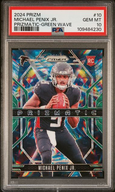 2024 Panini Prizm Prizmatic Michael Penix Jr. #10 (Prizmatic-Green Wave) Gem Mt 10 front