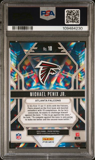2024 Panini Prizm Prizmatic Michael Penix Jr. #10 (Prizmatic-Green Wave) Gem Mt 10 back