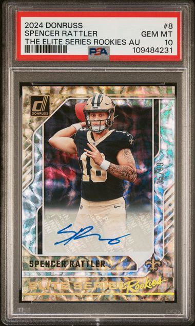 2024 Panini Donruss The Elite Series Rookies Autographs Spencer Rattler #8 Gem Mt 10 front