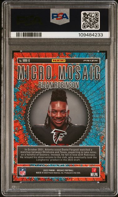 2023 Panini Mosaic Micro Mosaic Bijan Robinson #Mm6 Gem Mt 10 back
