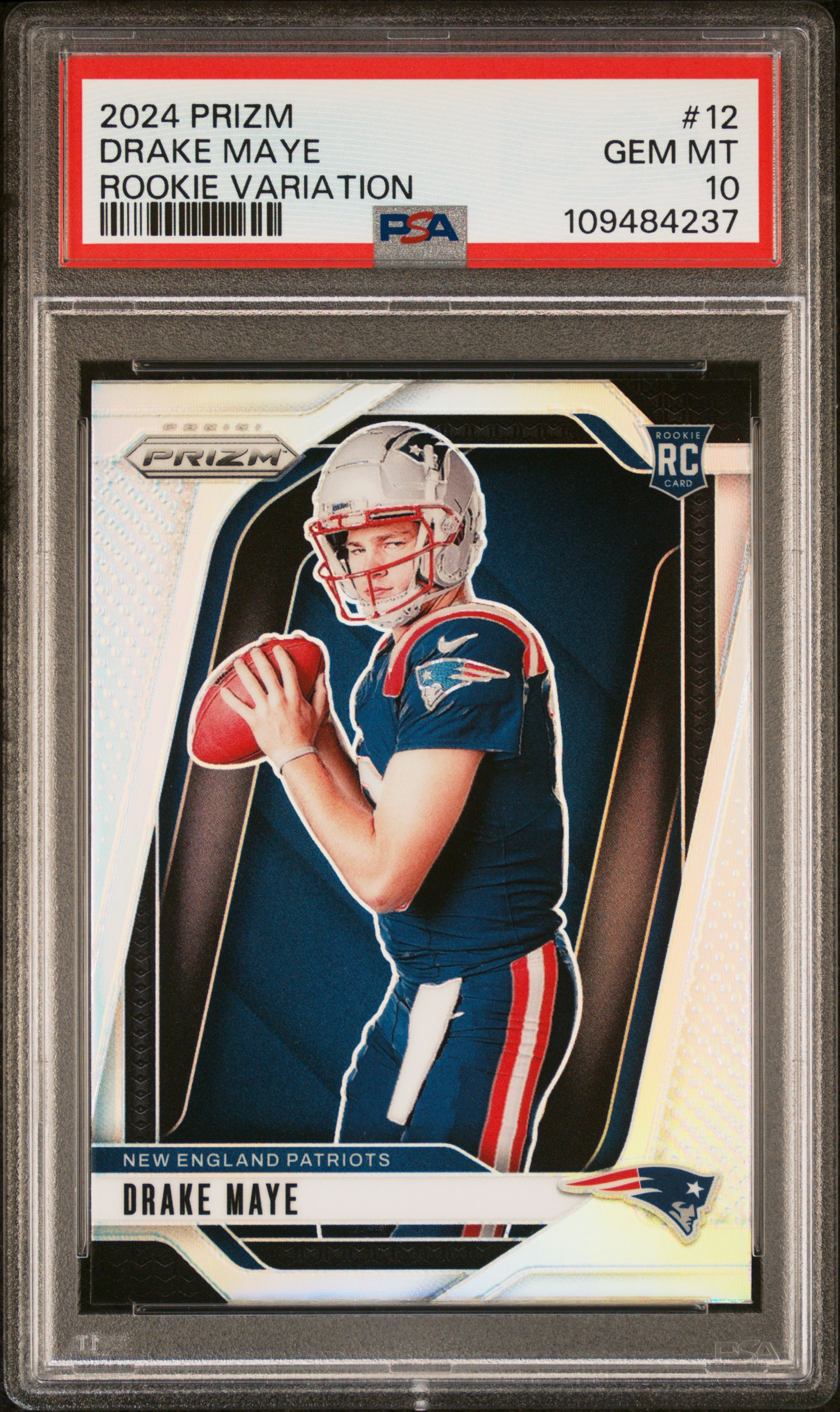 2024 Panini Prizm Rookie Variation Drake Maye #12 Gem Mt 10 back