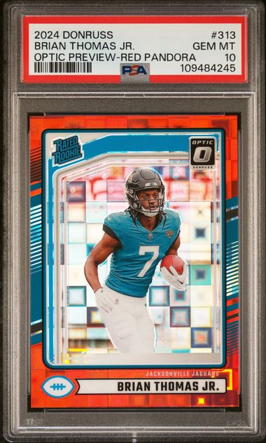 2024 Panini Donruss Brian Thomas Jr. #313 (Optic Preview-Red Pandora) Gem Mt 10 front