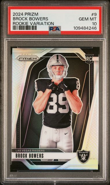 2024 Panini Prizm Rookie Variation Brock Bowers #9 (Rookie Variation) Gem Mt 10 front