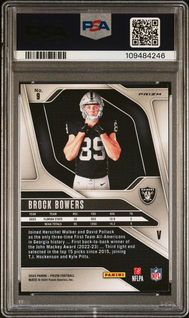 2024 Panini Prizm Rookie Variation Brock Bowers #9 (Rookie Variation) Gem Mt 10 back