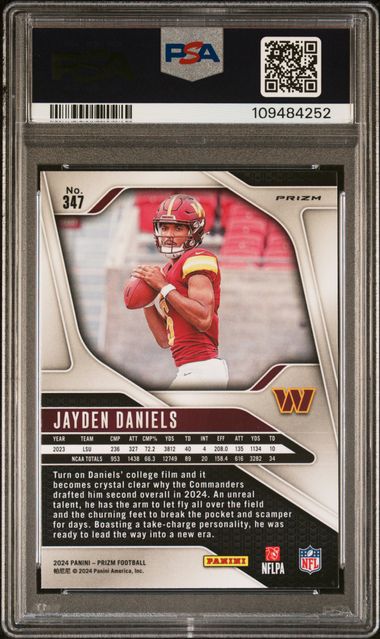 2024 Panini Prizm Jayden Daniels #347 (Silver Prizm) Mint 9 back