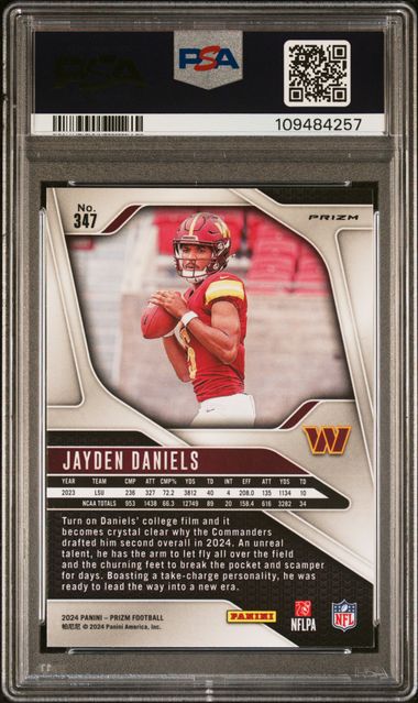 2024 Panini Prizm Jayden Daniels #347 (Lazer Prizm) Gem Mt 10 back