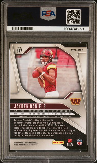 2024 Panini Prizm Jayden Daniels #347 (Lazer Prizm) Mint 9 back