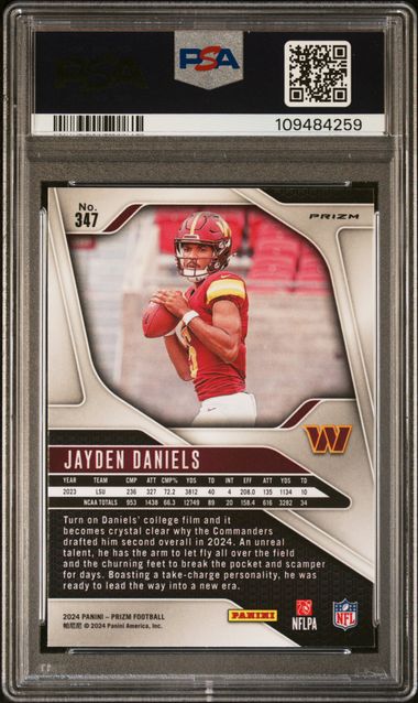2024 Panini Prizm Jayden Daniels #347 (Lazer Prizm) Mint 9 back