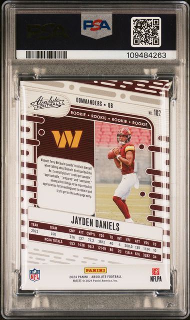 2024 Panini Absolute Jayden Daniels #102 (Red Spectrum) Gem Mt 10 back