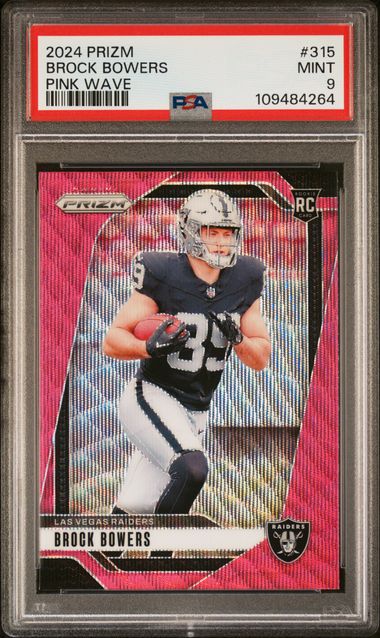 2024 Panini Prizm Brock Bowers #315 (Pink Wave) Mint 9 front