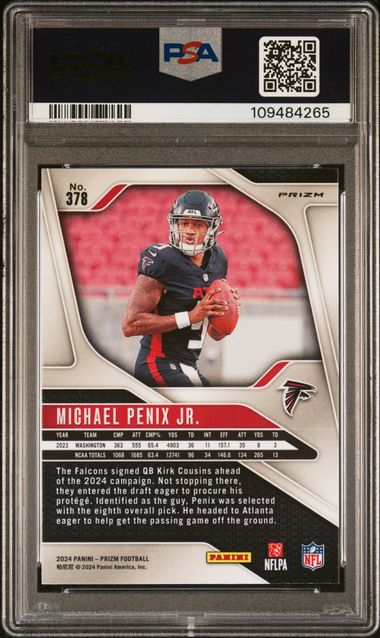 2024 Panini Prizm Michael Penix Jr. #378 (Disco Prizm) Mint 9 back