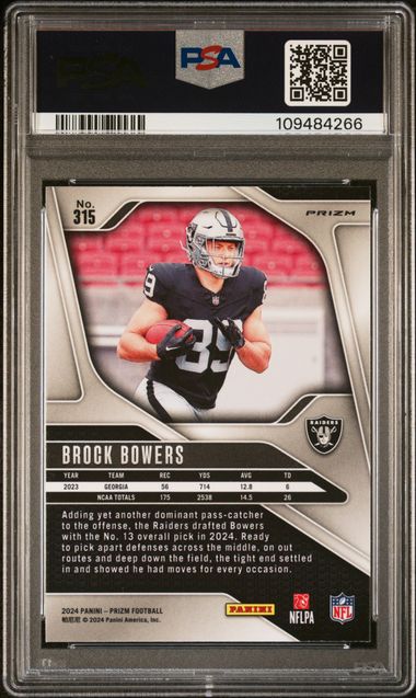 2024 Panini Prizm Brock Bowers #315 (Silver Prizm) Mint 9 back