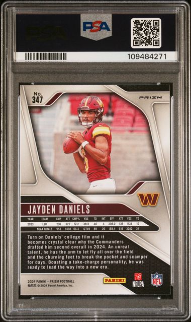 2024 Panini Prizm Jayden Daniels #347 (Neon Green Pulsar) Gem Mt 10 back